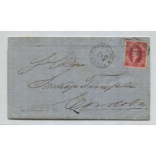 ARGENTINA 1872 GJ 23 CARTA PLIEGO COMPLETO CIRCULADO DE ROSARIO A CORDOBA EN 8/7/1872 CON ESTAMPILLA RIVADAVIA DE 8va TIRADA, HERMOSA PIEZA U$ 850